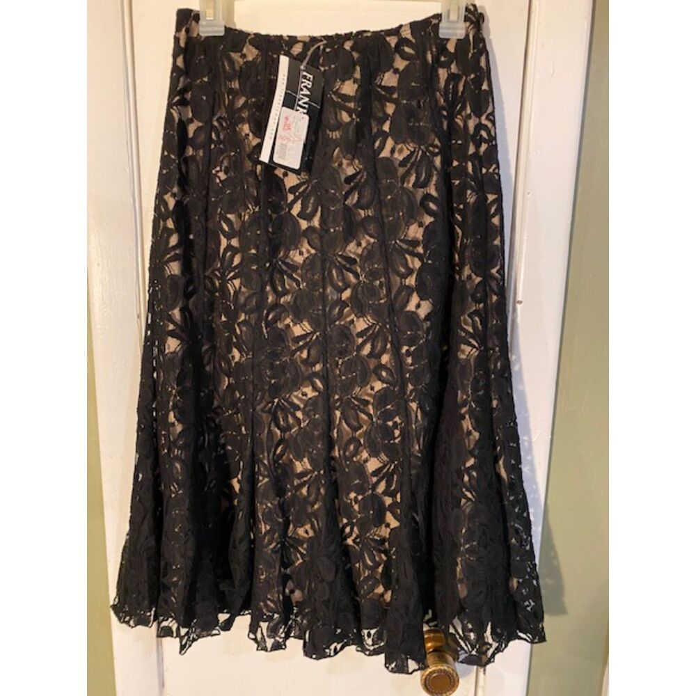 Frank Lyman Design Black Lace Midi Skirt